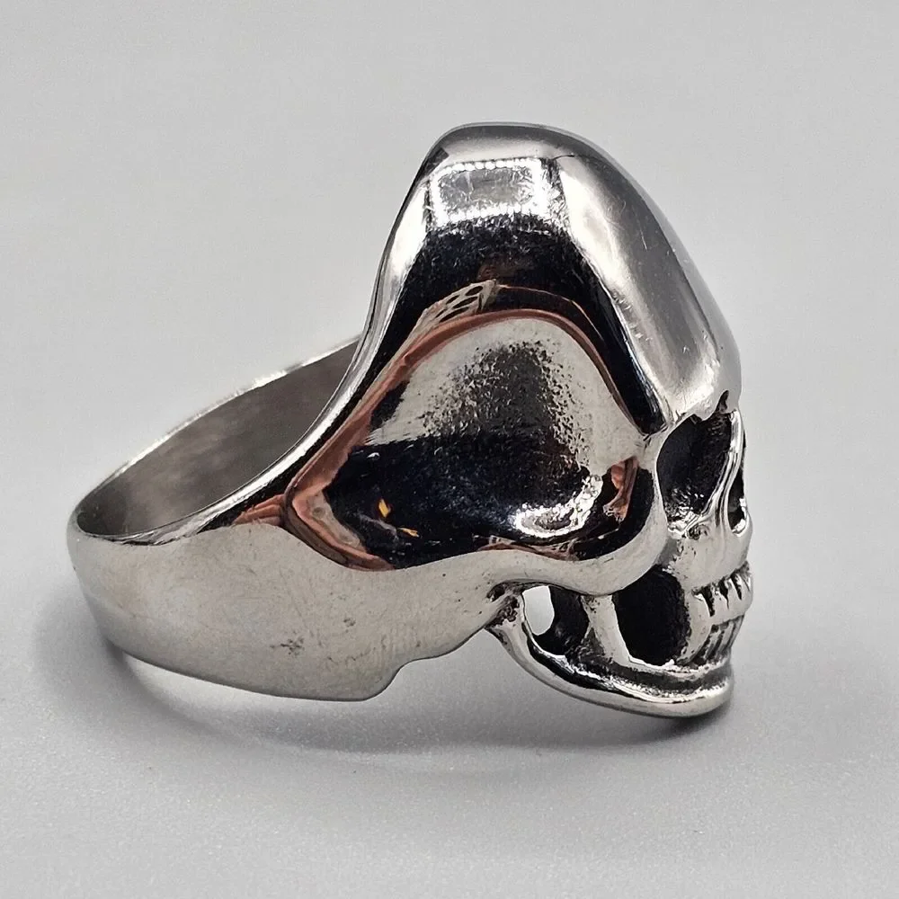 Mens Skull Biker Ring Stainless Steel Gothic Figural Metal Halloween 3D Size 10